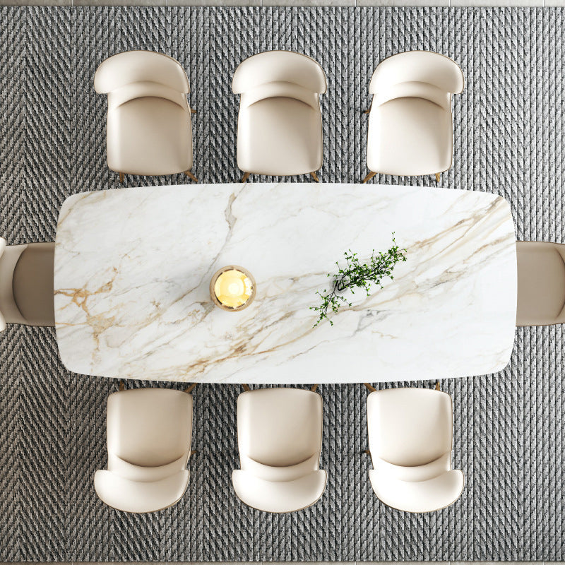 Modern Sintered Stone Table Dining Rectangle Table with Metal Legs for Kitchen