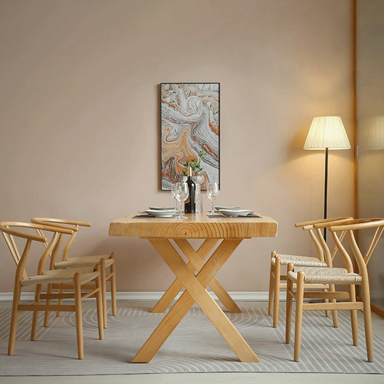 Contemporary Solid Wood Dining Table Double Pedestal Dining Table
