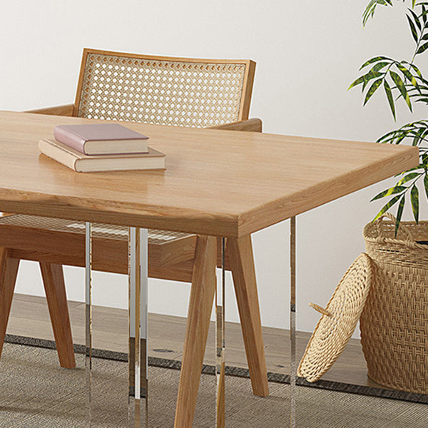 Rectangle Double Pedestal Dining Table Modern Wood Table for Living Room