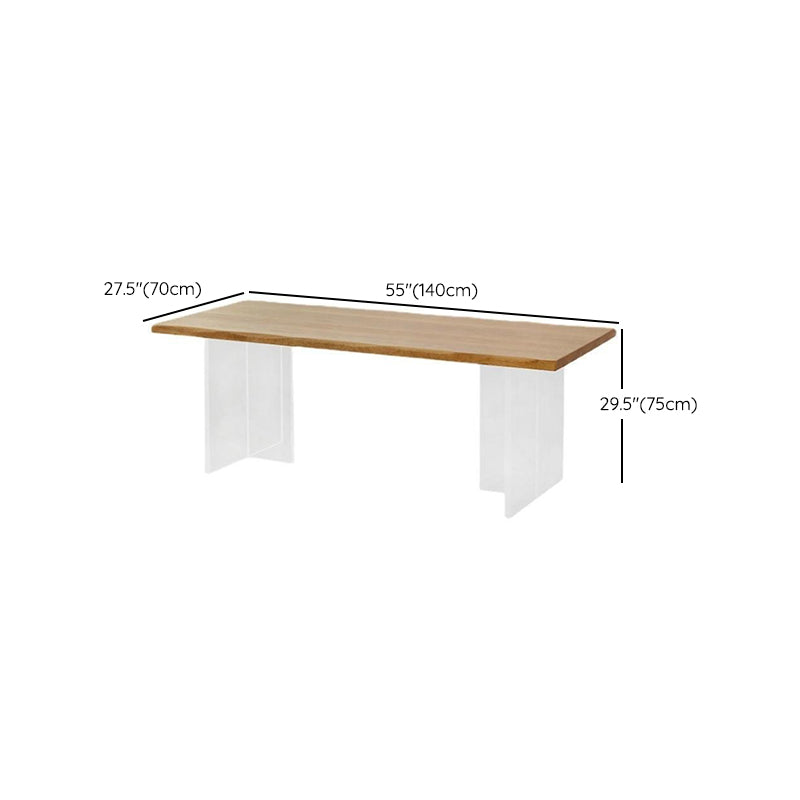 Rectangle Double Pedestal Dining Table Modern Wood Table for Living Room