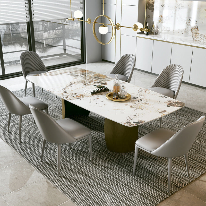 Modern Sintered Stone Table Dining Rectangle Table with Metal Legs for Home Use