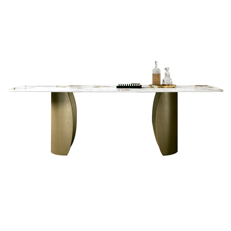 Modern Sintered Stone Table Dining Rectangle Table with Metal Legs for Home Use