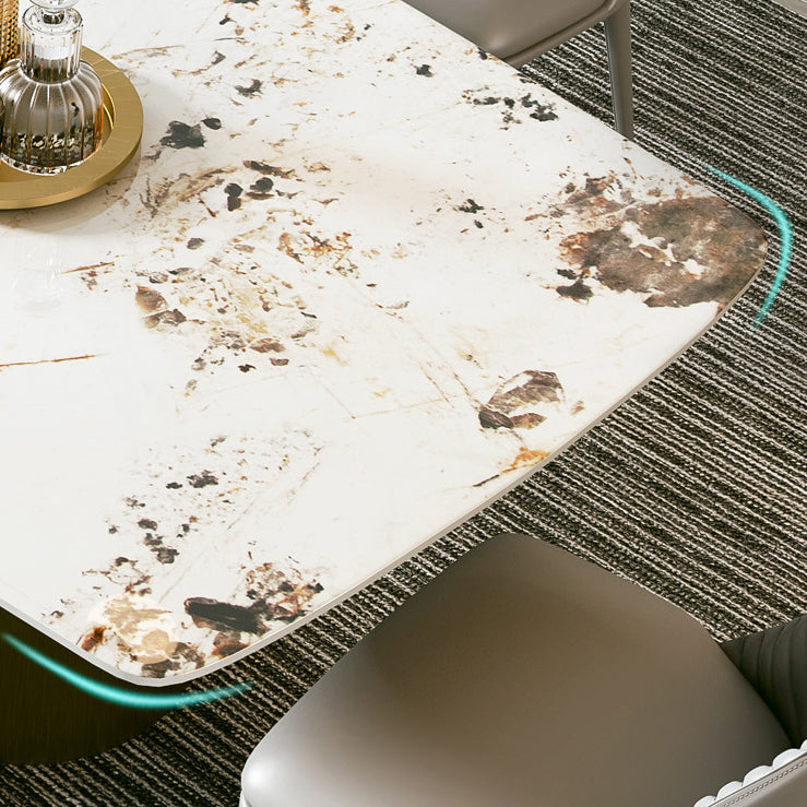 Modern Sintered Stone Table Dining Rectangle Table with Metal Legs for Home Use
