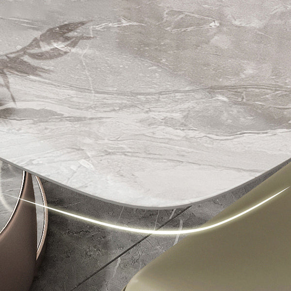 Modern Style Sintered Stone Table Dining Rectangle Table with Metal Legs for Home Use