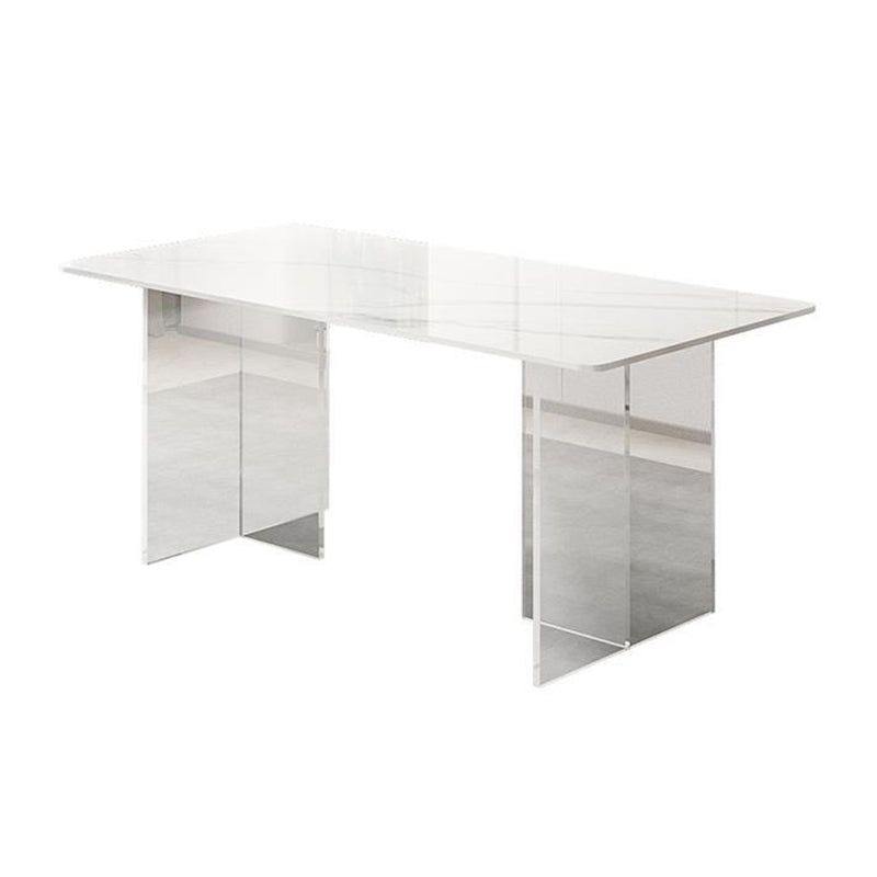 Modern Sintered Stone Dining Table Acrylic Dining Table with Double Pedestal Base