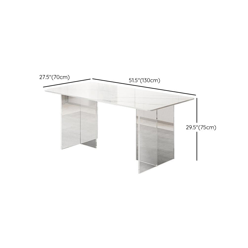 Modern Sintered Stone Dining Table Acrylic Dining Table with Double Pedestal Base