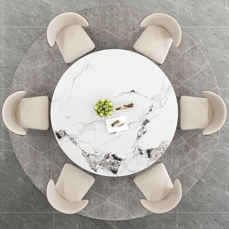 Modern Dining Sintered Stone Table Dining Round Table with Metal Legs for Home Use