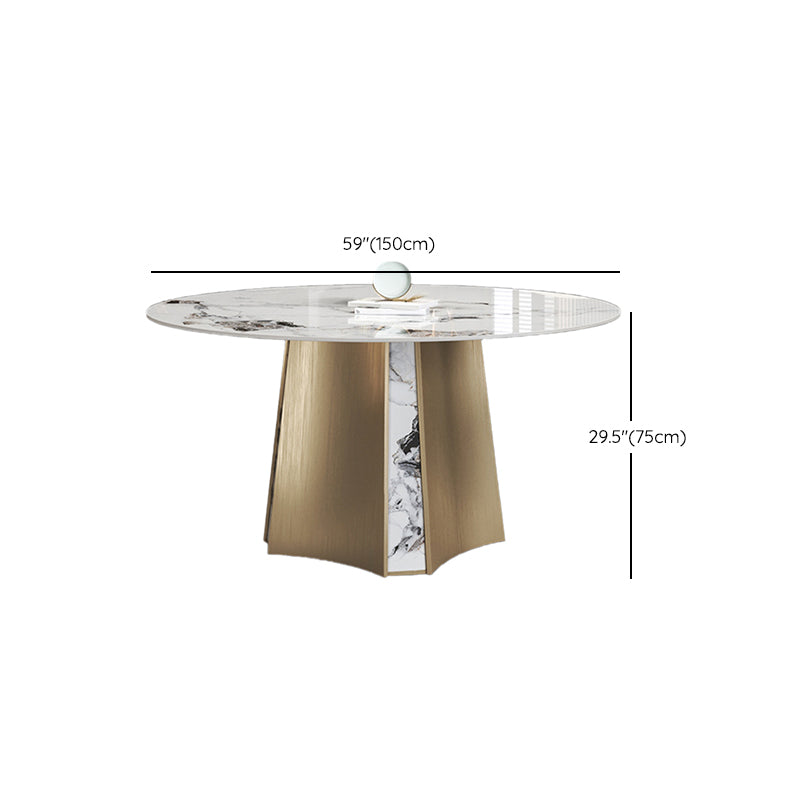 Modern Dining Sintered Stone Table Dining Round Table with Metal Legs for Home Use
