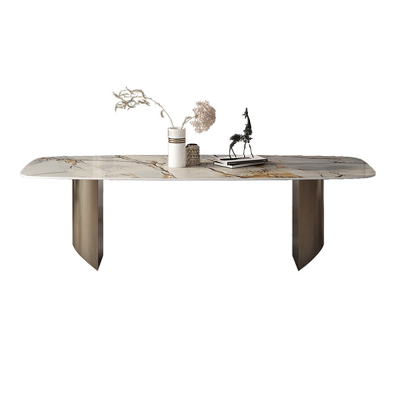 Modern Dining Sintered Stone Table Dining Rectangle Table with Metal Legs for Home Use