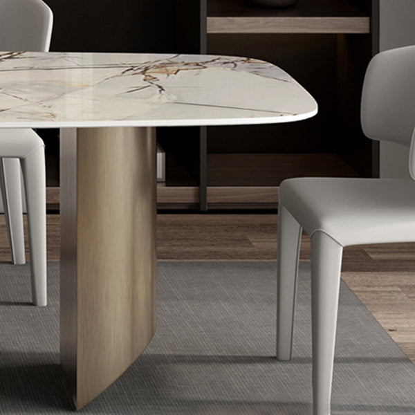 Modern Dining Sintered Stone Table Dining Rectangle Table with Metal Legs for Home Use