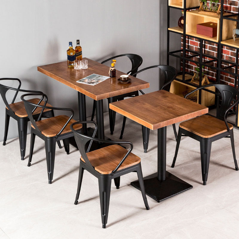 Black Base Dining Table Industrial Wood Table for Dining Room Kitchen