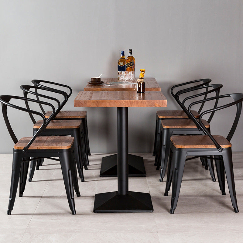 Black Base Dining Table Industrial Wood Table for Dining Room Kitchen