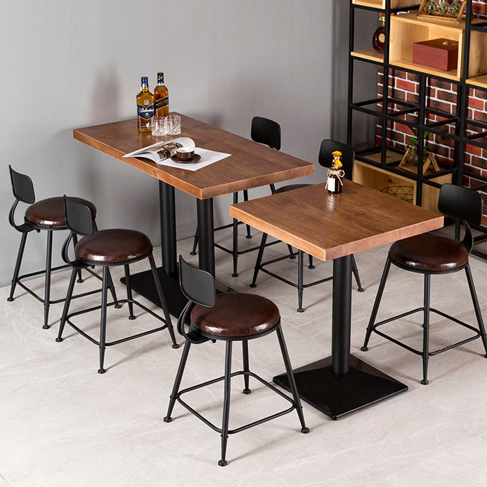 Black Base Dining Table Industrial Wood Table for Dining Room Kitchen