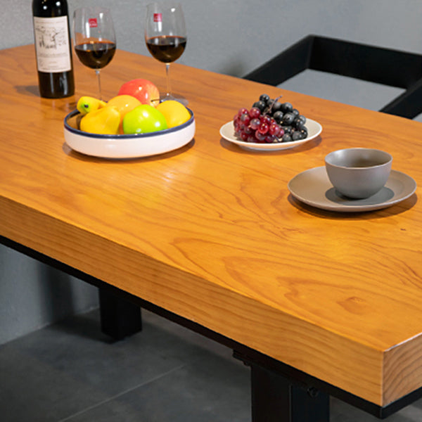 Industrial Pine Wood Table Rectangle 4 Legs Base Dining Table for Kitchen