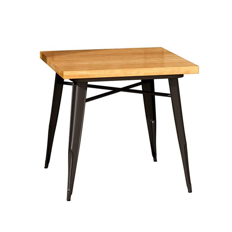 Rectangle Black Base Dining Table Industrial Wood Table for Bar