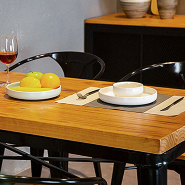 Rectangle Black Base Dining Table Industrial Wood Table for Bar