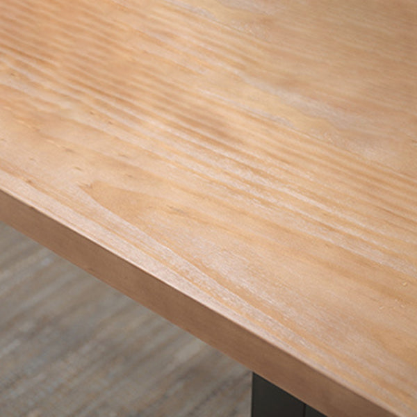 Rectangle Double Base Dining Table Industrial Wood Table for Kitchen