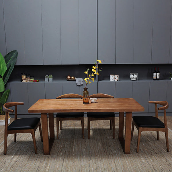 Rectangle Double Base Dining Table Industrial Wood Table for Kitchen