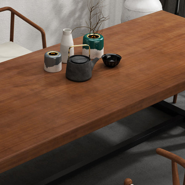 Rectangle Black Base Dining Table Industrial Wood Table for Kitchen