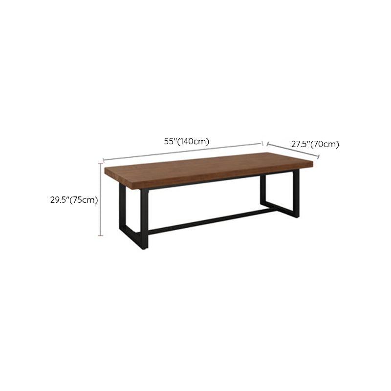Rectangle Black Base Dining Table Industrial Wood Table for Kitchen