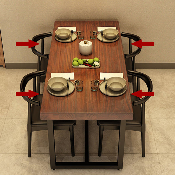 Rectangle Black Base Dining Table Industrial Pine Wood Table for Kitchen