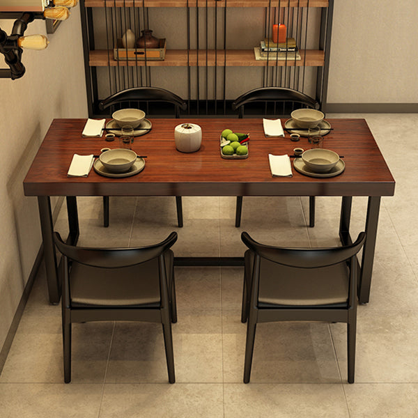 Rectangle Black Base Dining Table Industrial Pine Wood Table for Kitchen