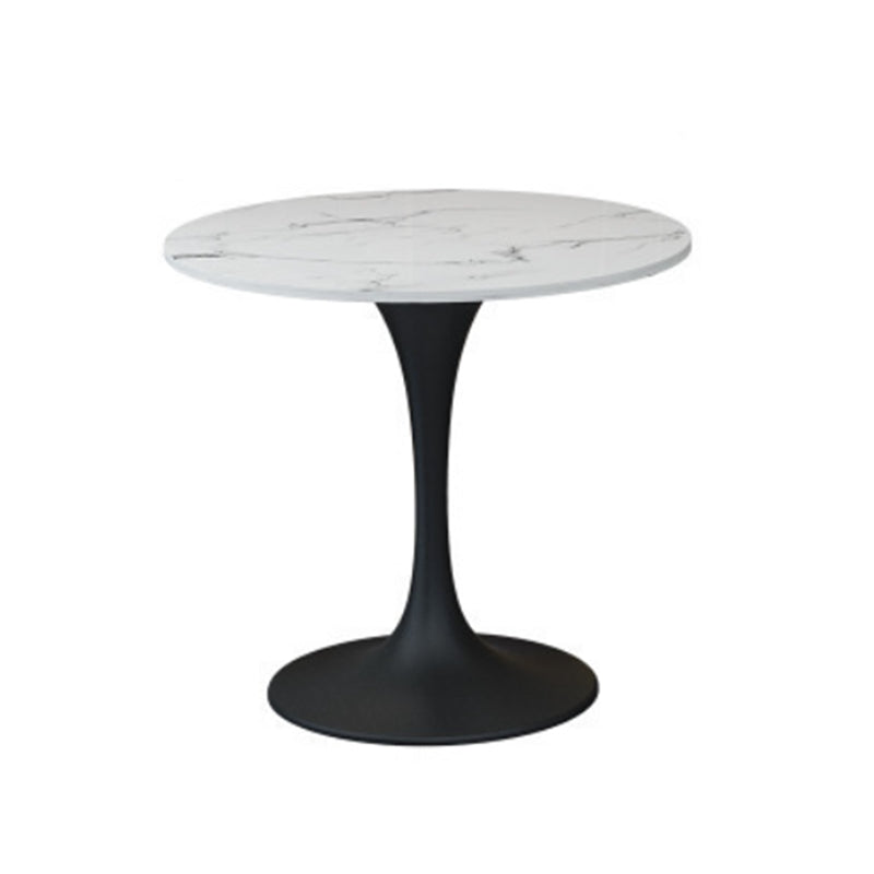 Round Black Base Dining Table Modern Stone Table for Milk Tea Shop