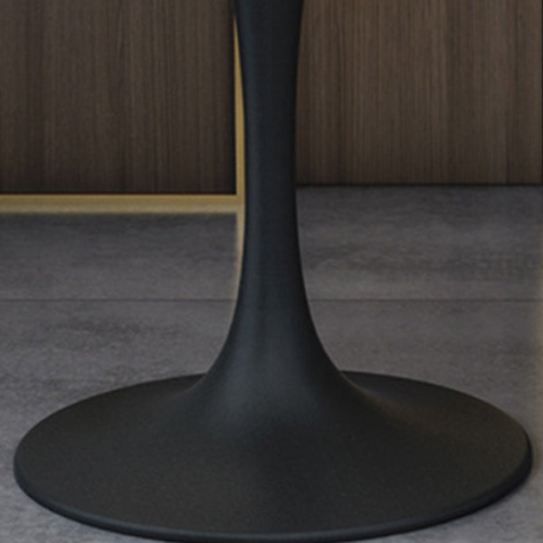 Round Black Base Dining Table Modern Stone Table for Milk Tea Shop