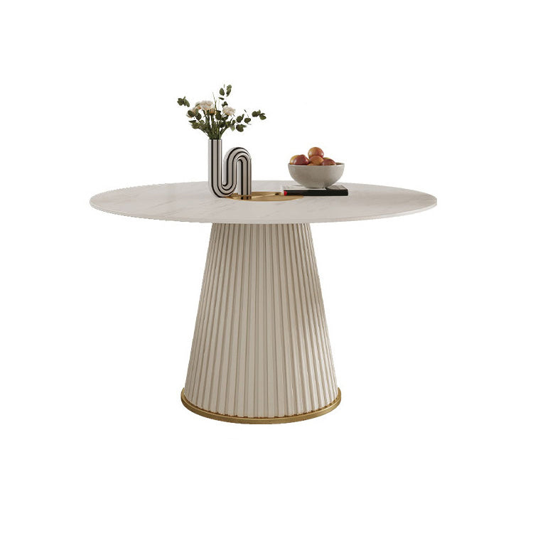Round White Base Dining Table Modern Stone Table for Kitchen