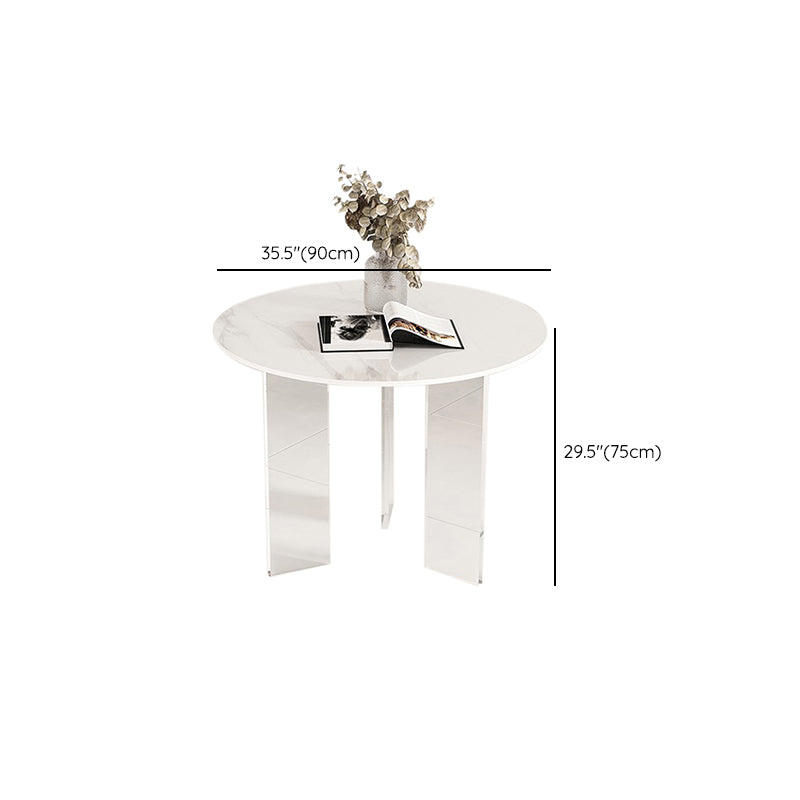 Round Transparent Base Dining Table Modern Stone Table for Kitchen