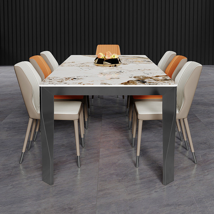 Modern Style Dining Table Sintered Stone Dining Rectangle Table with Metal Legs for Home