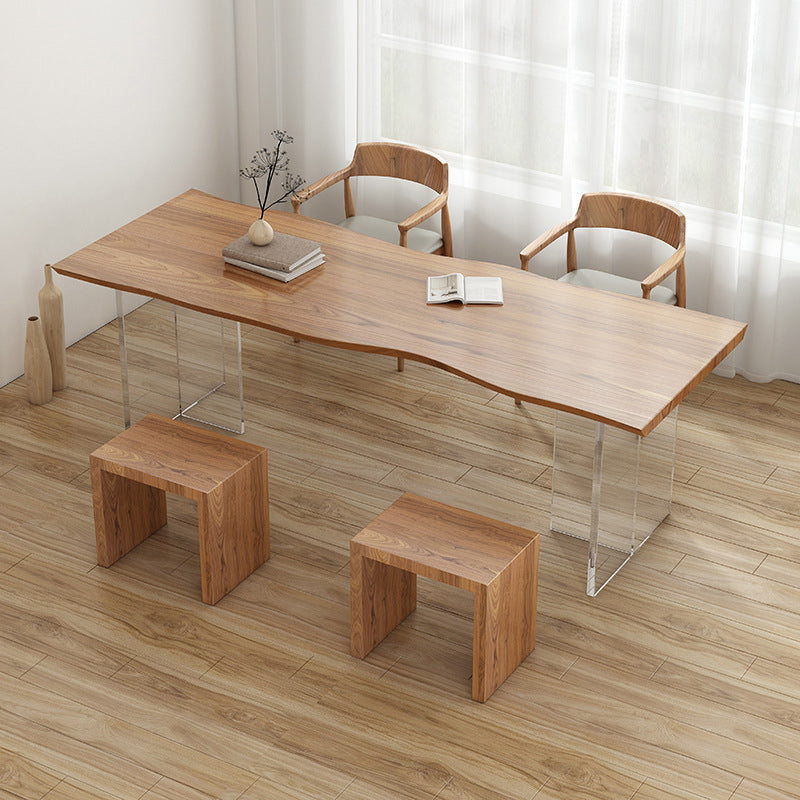 Rectangle Double Pedestal Dining Table Modern Wood Table for Dining Room
