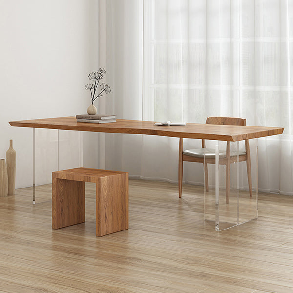 Rectangle Double Pedestal Dining Table Modern Wood Table for Dining Room
