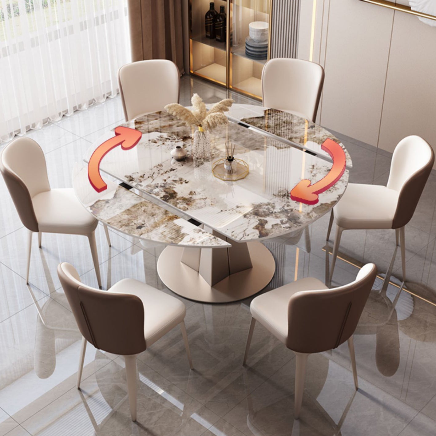 Modern Dining Sintered Stone Table Dining Round Table for Home