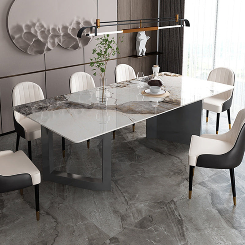 Modern Dining Sintered Stone Table Rectangle Table with Metal Legs for Home
