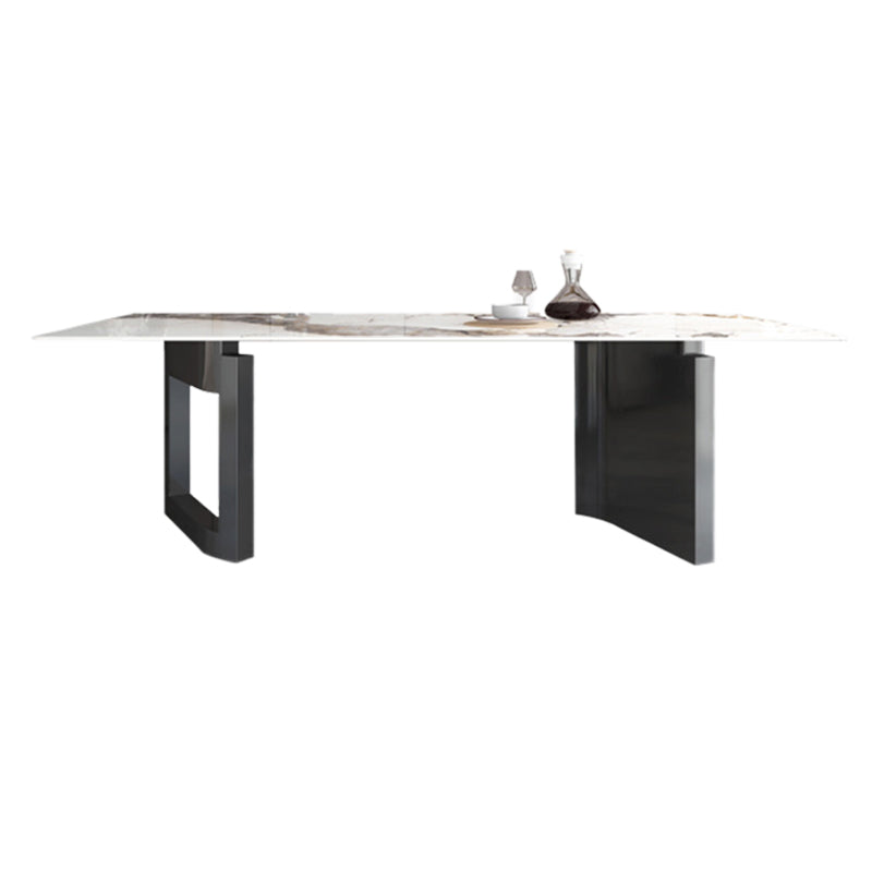 Modern Dining Sintered Stone Table Rectangle Table with Metal Legs for Home