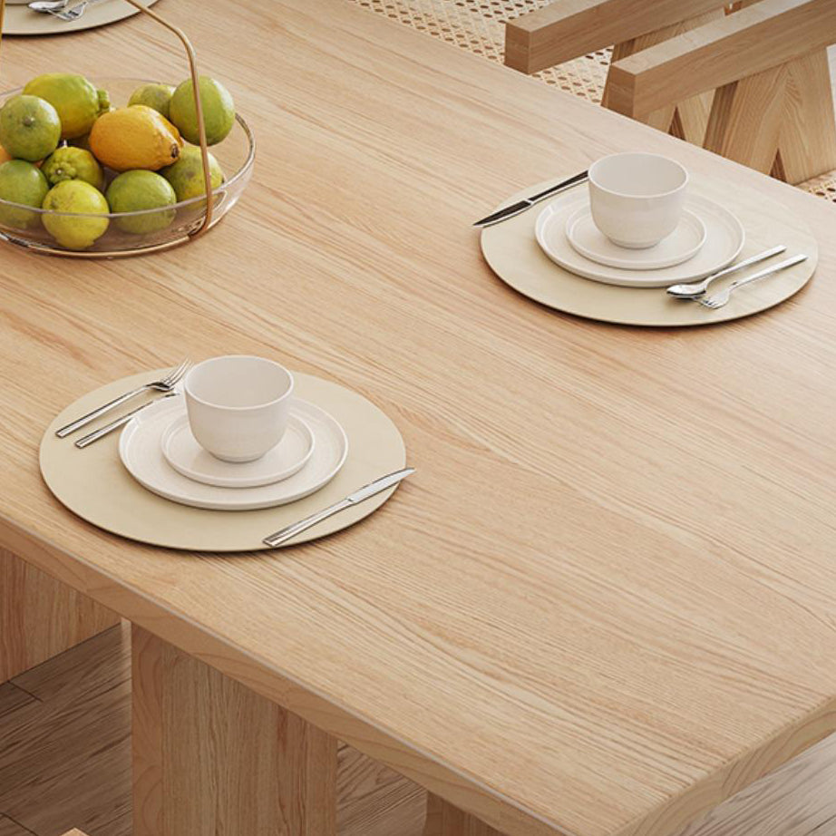 Rectangle Double Base Dining Table Modern Pine Wood Table for Kitchen