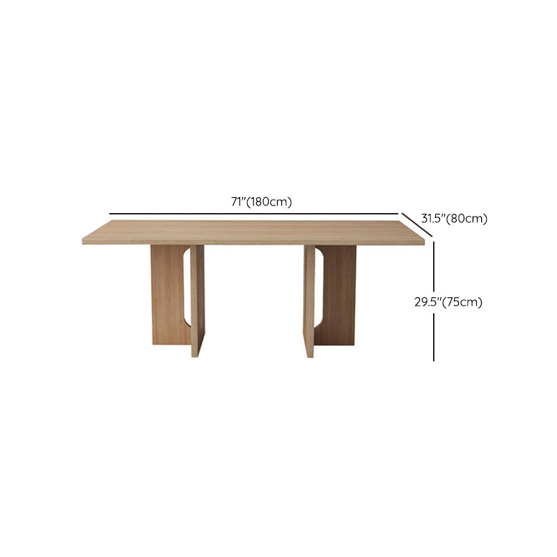 Rectangle Double Base Dining Table Modern Pine Wood Table for Kitchen