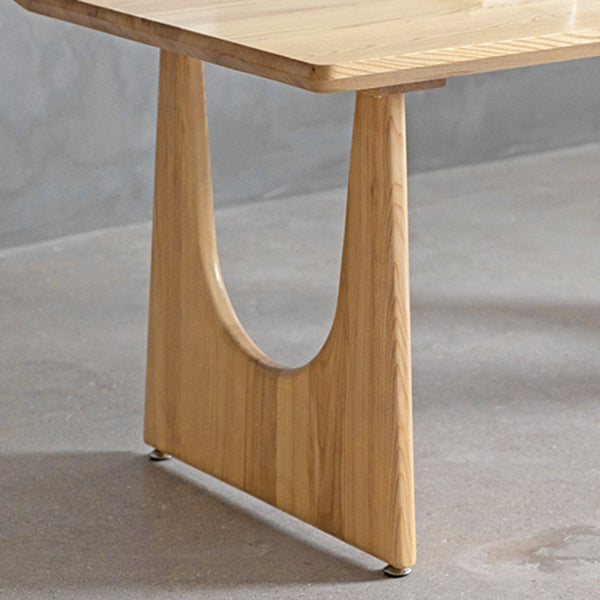 Rectangle Double Pedestal Dining Table Modern Pine Wood Table for Kitchen