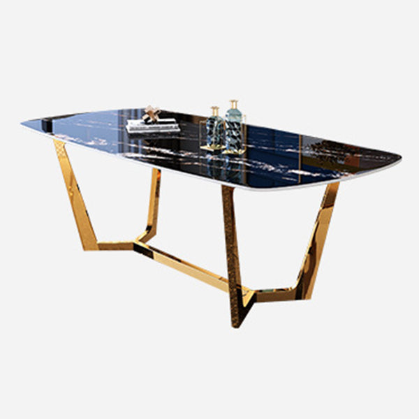 Glam Style Dining Sintered Stone Table Dining Rectangle Table for Kitchen