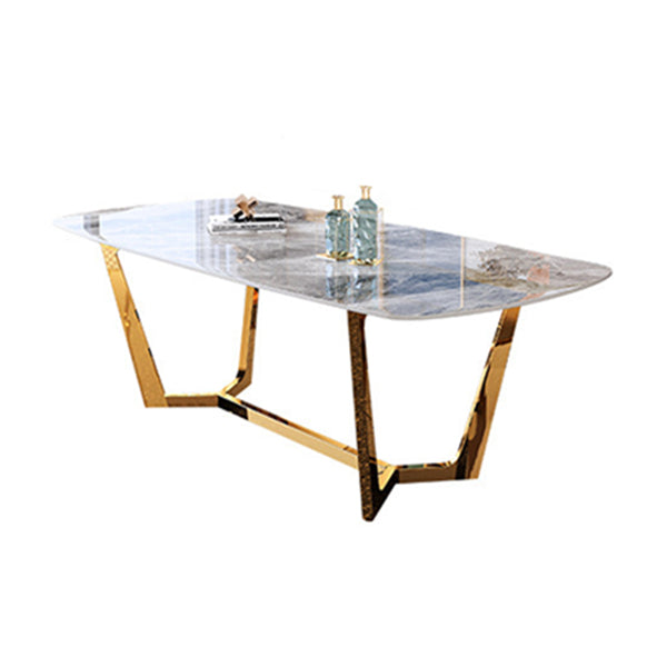 Glam Style Dining Sintered Stone Table Dining Rectangle Table for Kitchen