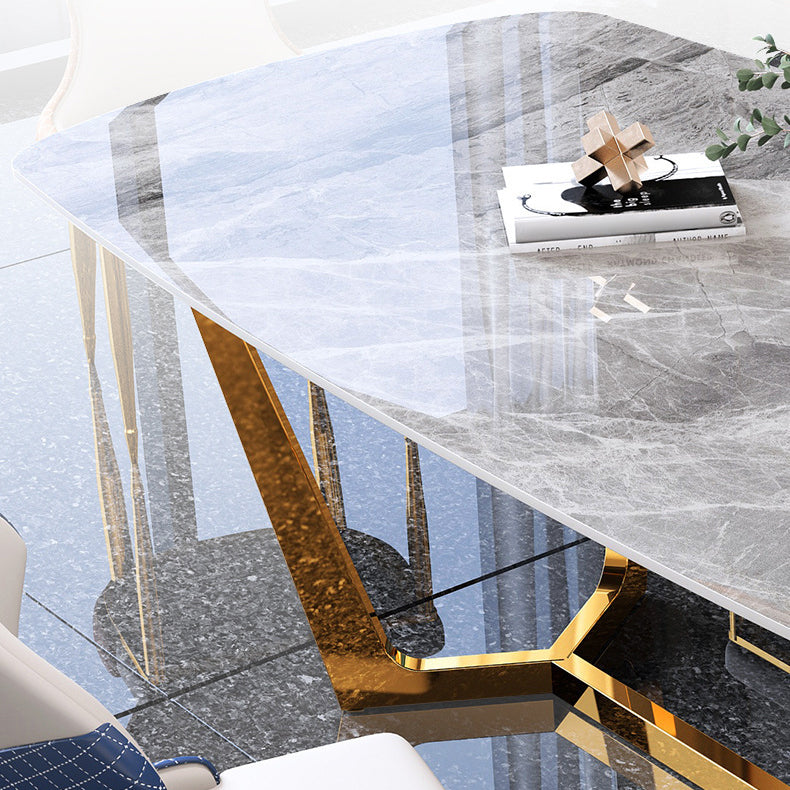 Glam Style Dining Sintered Stone Table Dining Rectangle Table for Kitchen