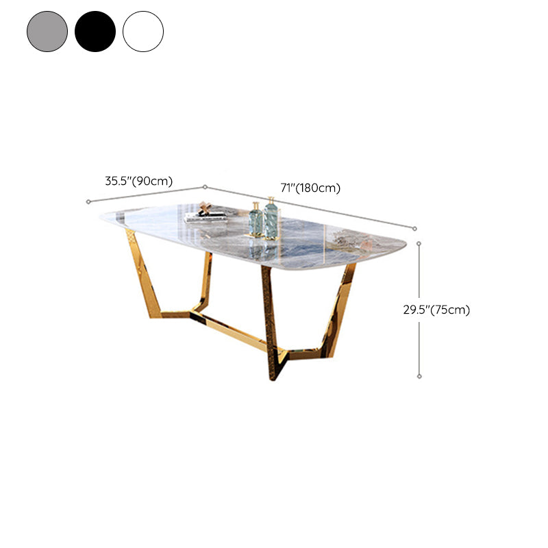 Glam Style Dining Sintered Stone Table Dining Rectangle Table for Kitchen