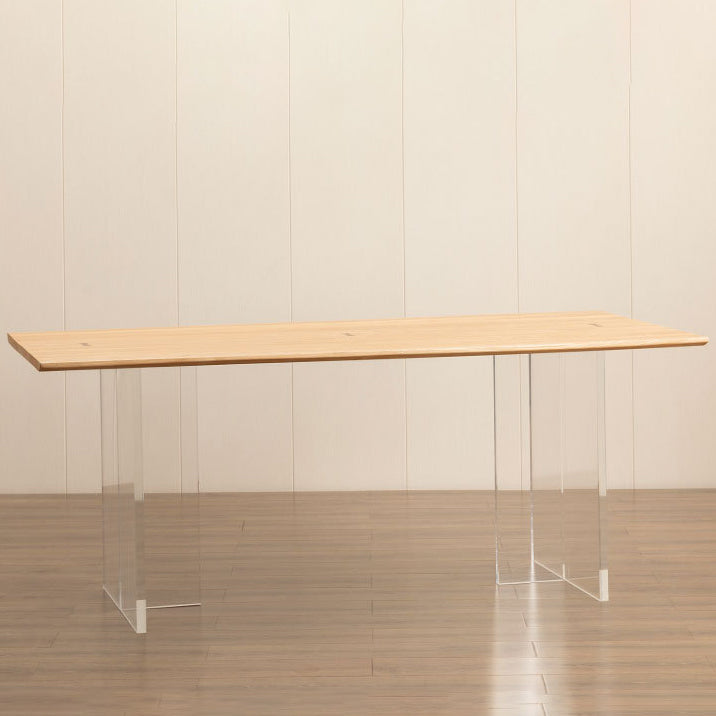 Rectangle Double Pedestal Dining Table Modern Wood Table for Kitchen