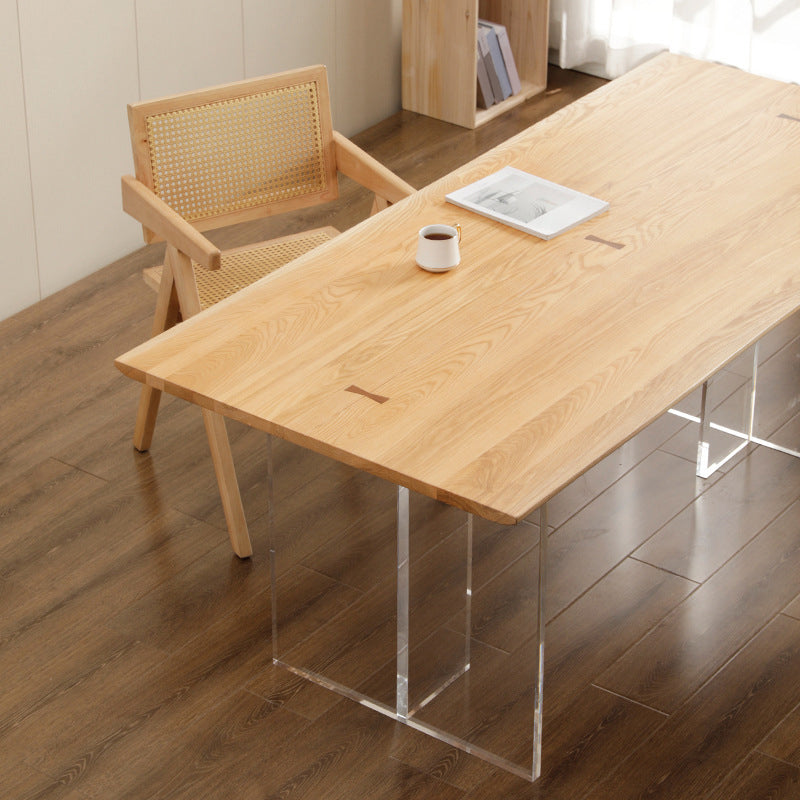 Rectangle Double Pedestal Dining Table Modern Wood Table for Kitchen