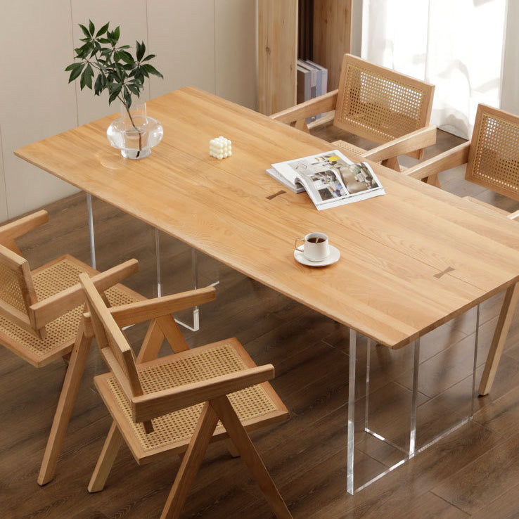 Rectangle Double Pedestal Dining Table Modern Wood Table for Kitchen