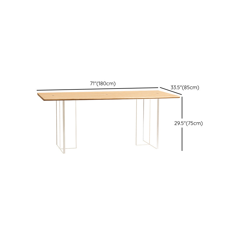 Rectangle Double Pedestal Dining Table Modern Wood Table for Kitchen