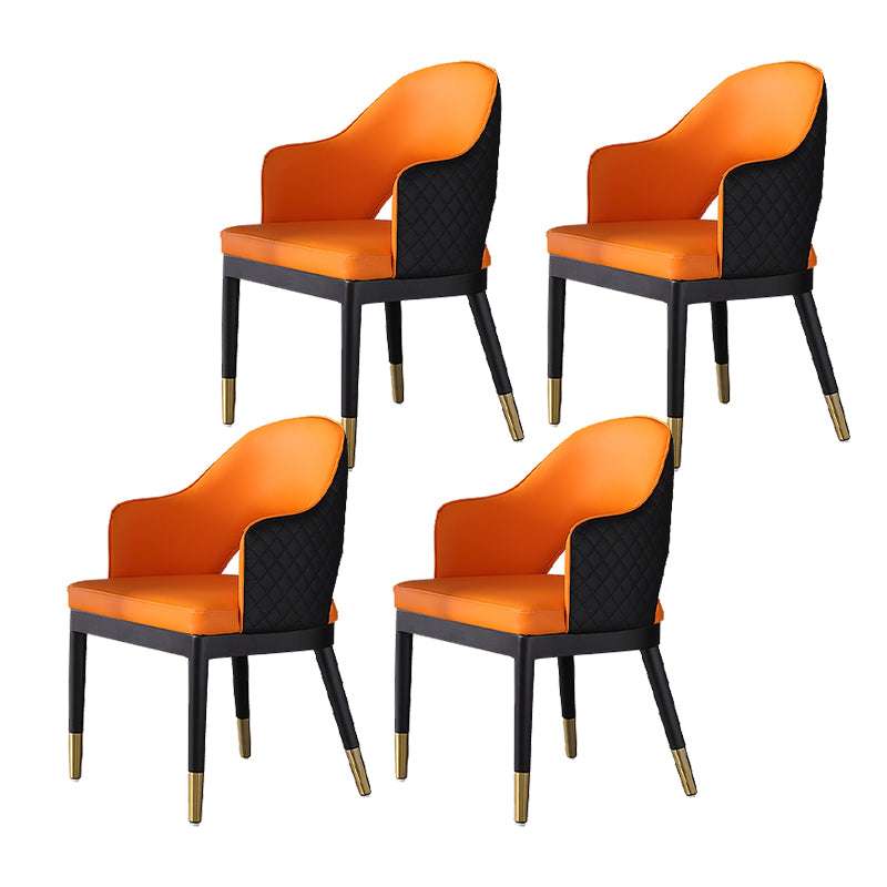 Glam Open Back Dining Armchair PU Leather Dining Chair for Home