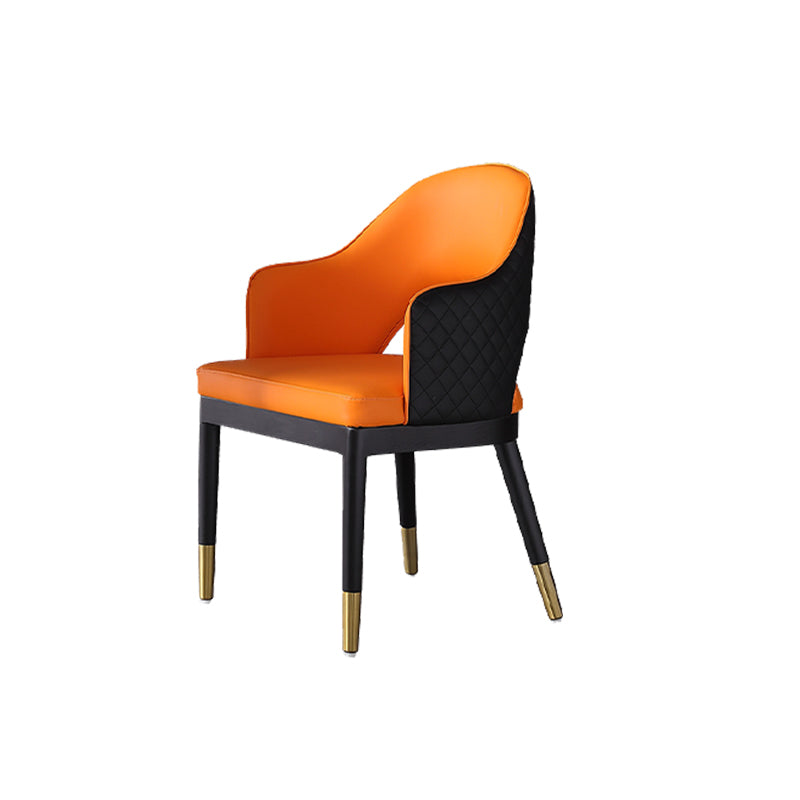 Glam Open Back Dining Armchair PU Leather Dining Chair for Home