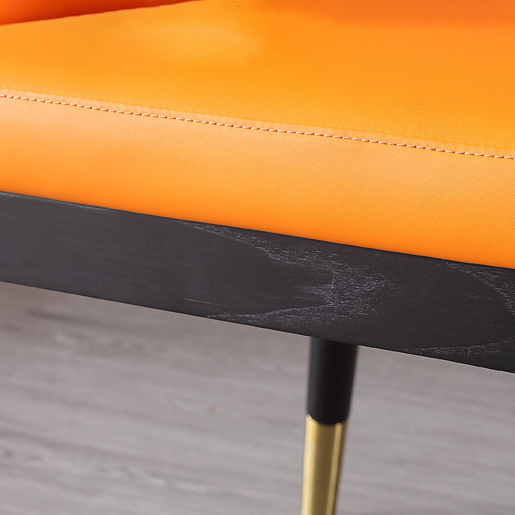 Glam Open Back Dining Armchair PU Leather Dining Chair for Home